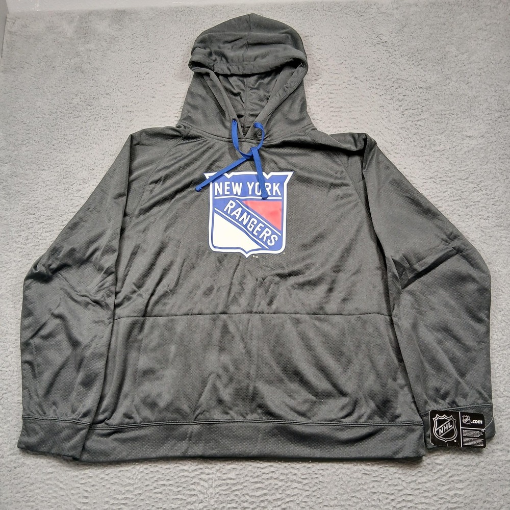 NWT NHL New York Rangers Hoodie‎ 2XL Mens Gray Performance Licensed Hockey